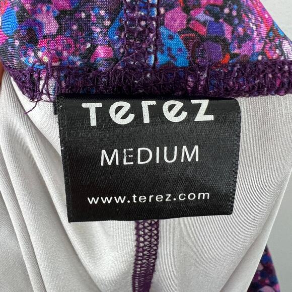 TEREZ x Peloton Purple Sequin Leggings Speckles High Waist Waistband Pull On M - Picture 8 of 10
